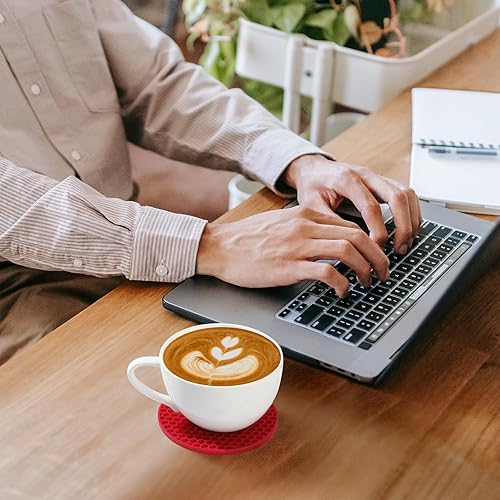 Miniatura 6 de Juego de 12 posavasos de silicona con soporte, posavasos para bebidas, cerveza, café, adecuados para tipos de tazas, calientes o fríos,