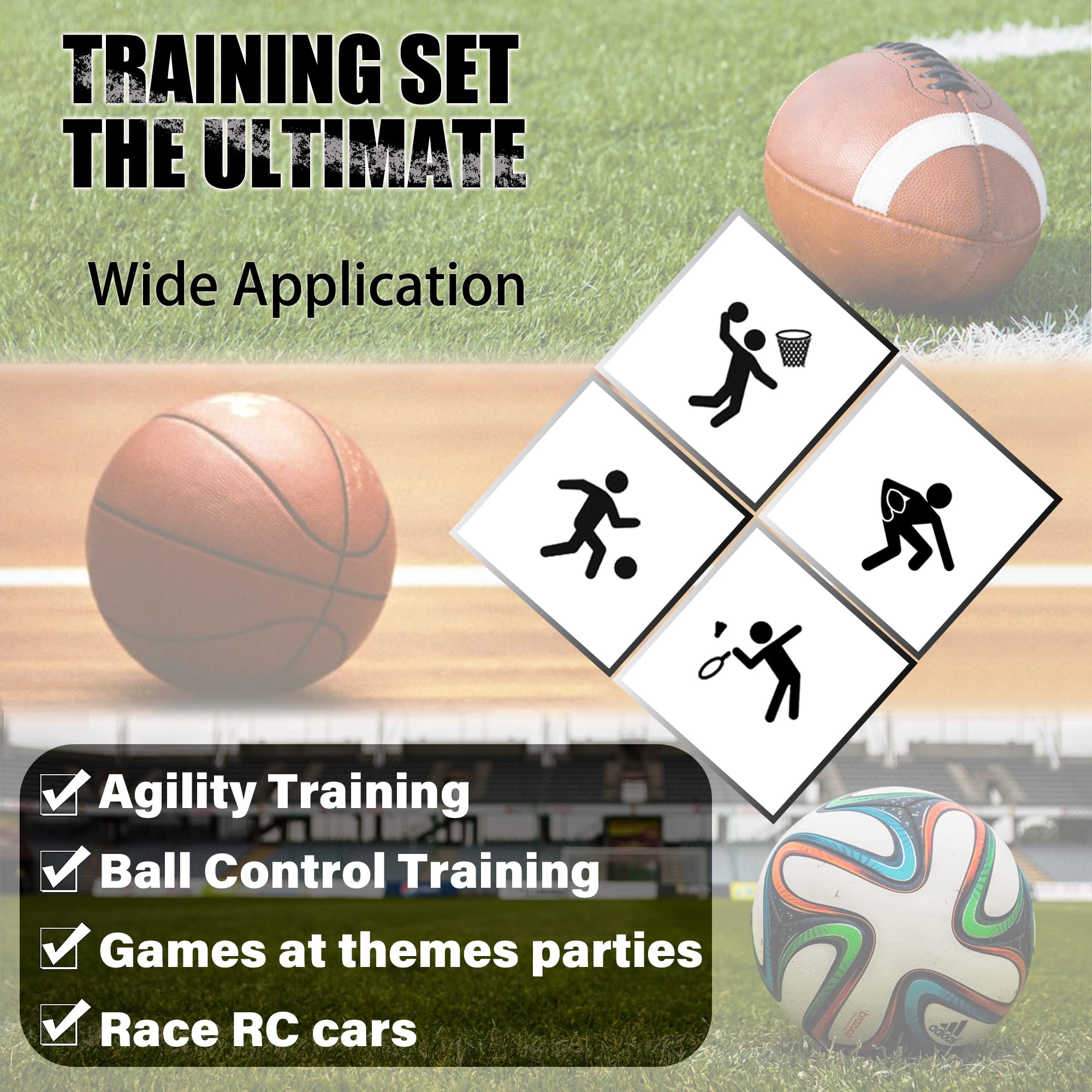 12 conos de entrenamiento deportivo de 9 pulgadas de plástico para patinaje, con bolsa de transporte para niños, fútbol, baloncesto, práctica