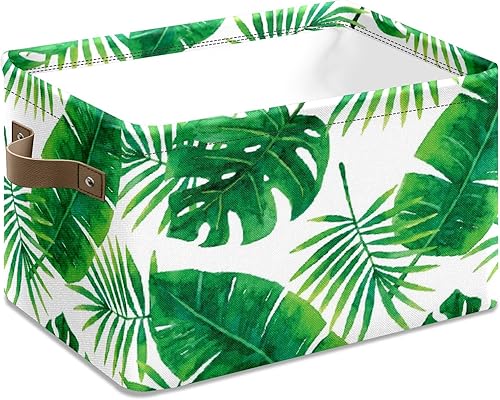 Cesta de almacenamiento de hojas en forma de cubo para guardería, cestas rectangulares de almacenamiento de hojas con asa, contenedores