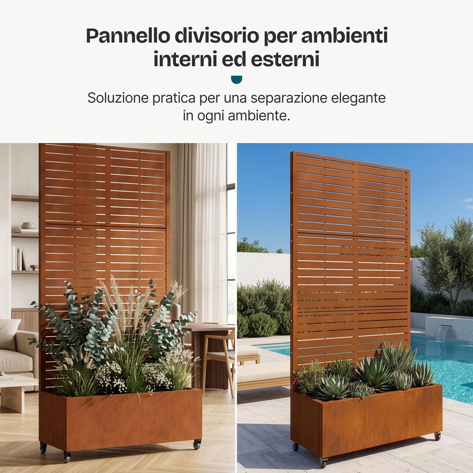 casa.pro Fioriera con Spalliera 190 x 82 x 38 cm Marrone Ossidato