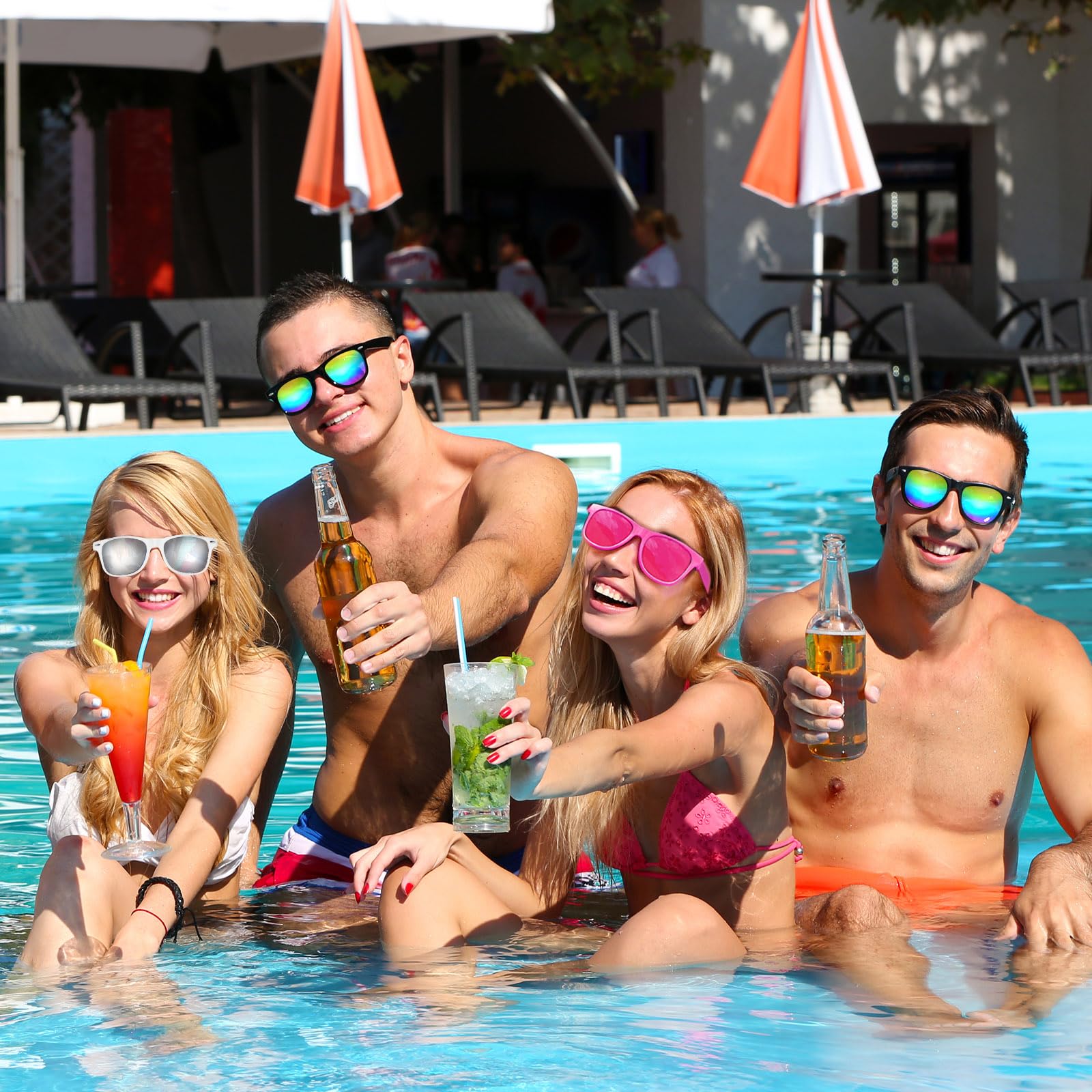 Lot de 12 lunettes de soleil fluo avec verres colorés en vrac pour anniversaire, plage, piscine, fête, 12 couleurs vives