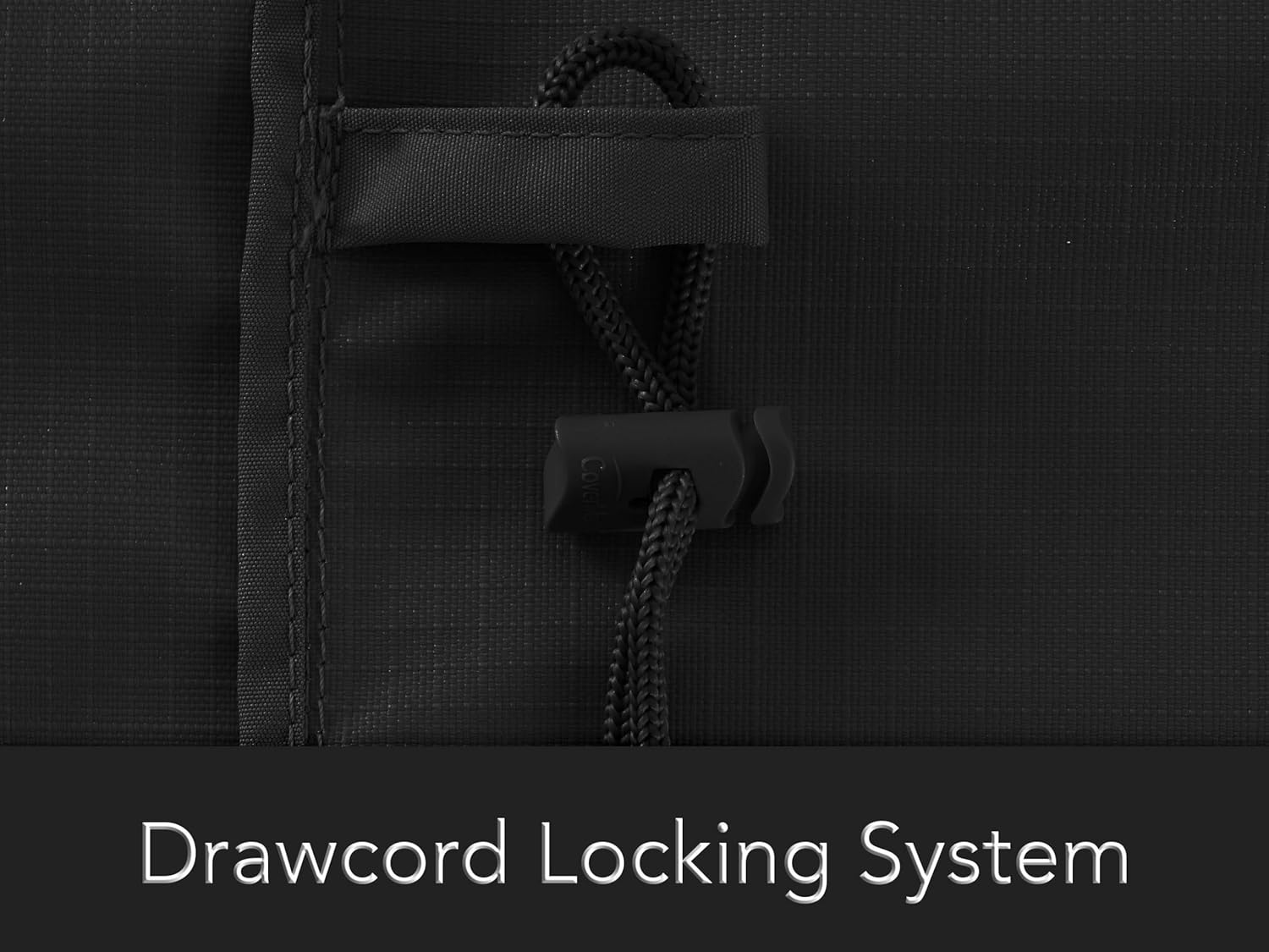 Close-up of the drawcord locking system on the firepit cover