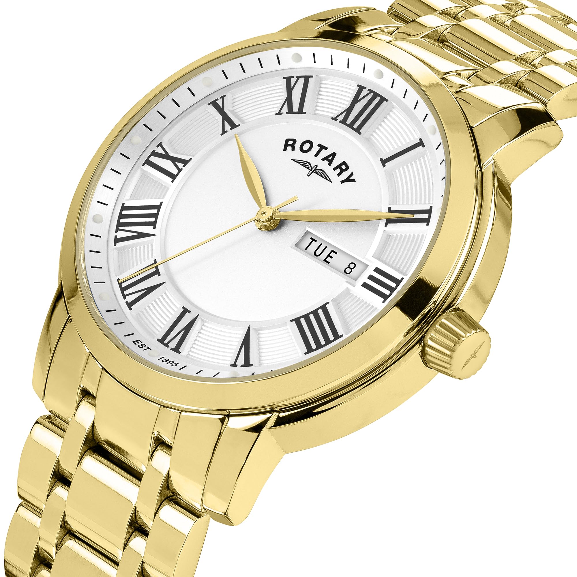 Rotary Orologio da uomo Heritage placcato oro in acciaio inossidabile