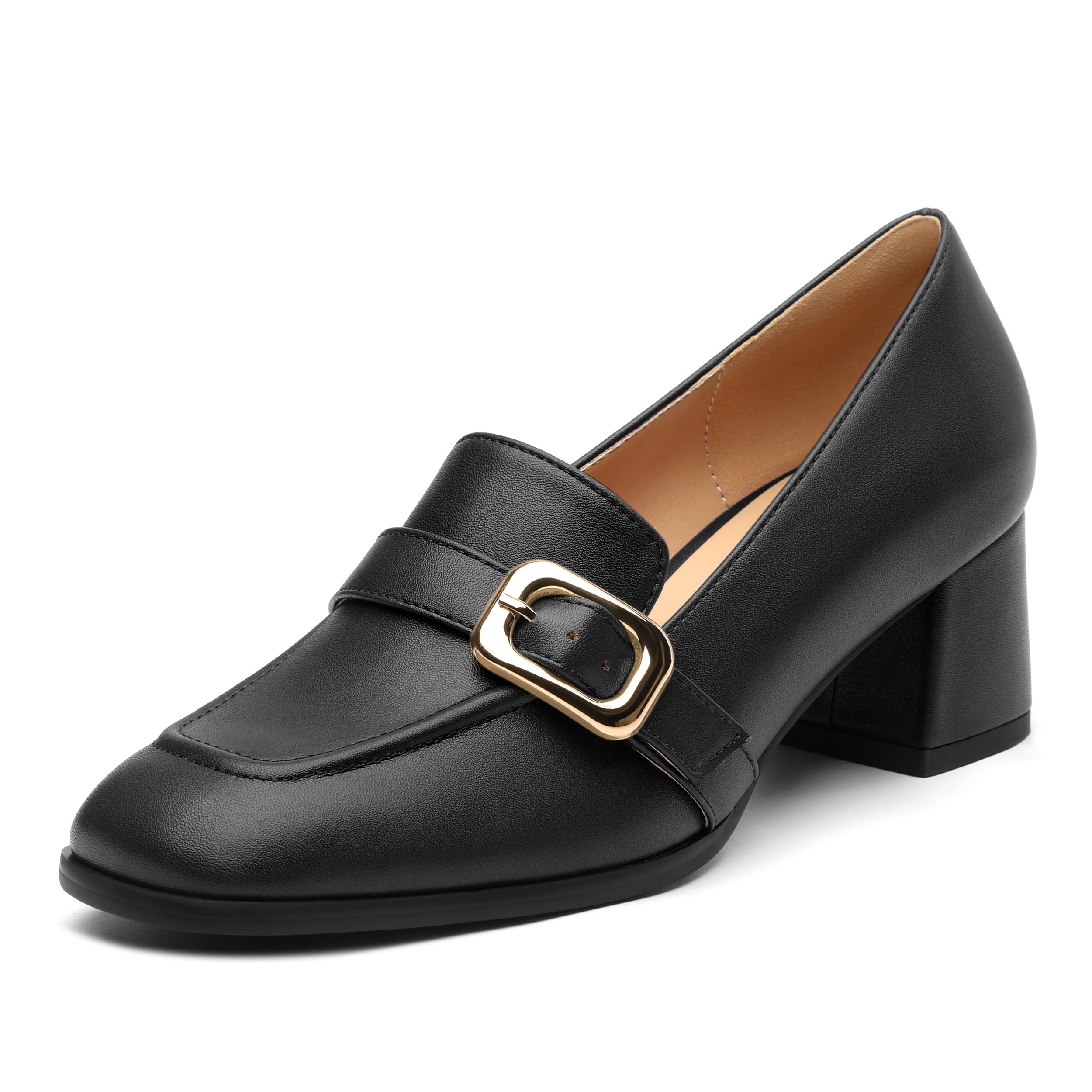Women's Comfortable Chunky Heel Loafers, Stylish Square - Toe, All - Weather Solid Dress Pumps for Women, Suitable for Work and Daily Wear-image-37