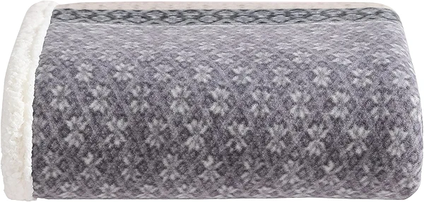 Eddie Bauer - Throw Blanket, Super Soft Reversible Sherpa & Brushed Fleece Bedding, Ideal Christmas & White Elephant Gifts, Cozy Plaid Throw Blankets For Couch for Bed or Couch (Fair Isle Dark Steel, 50" x 70")
