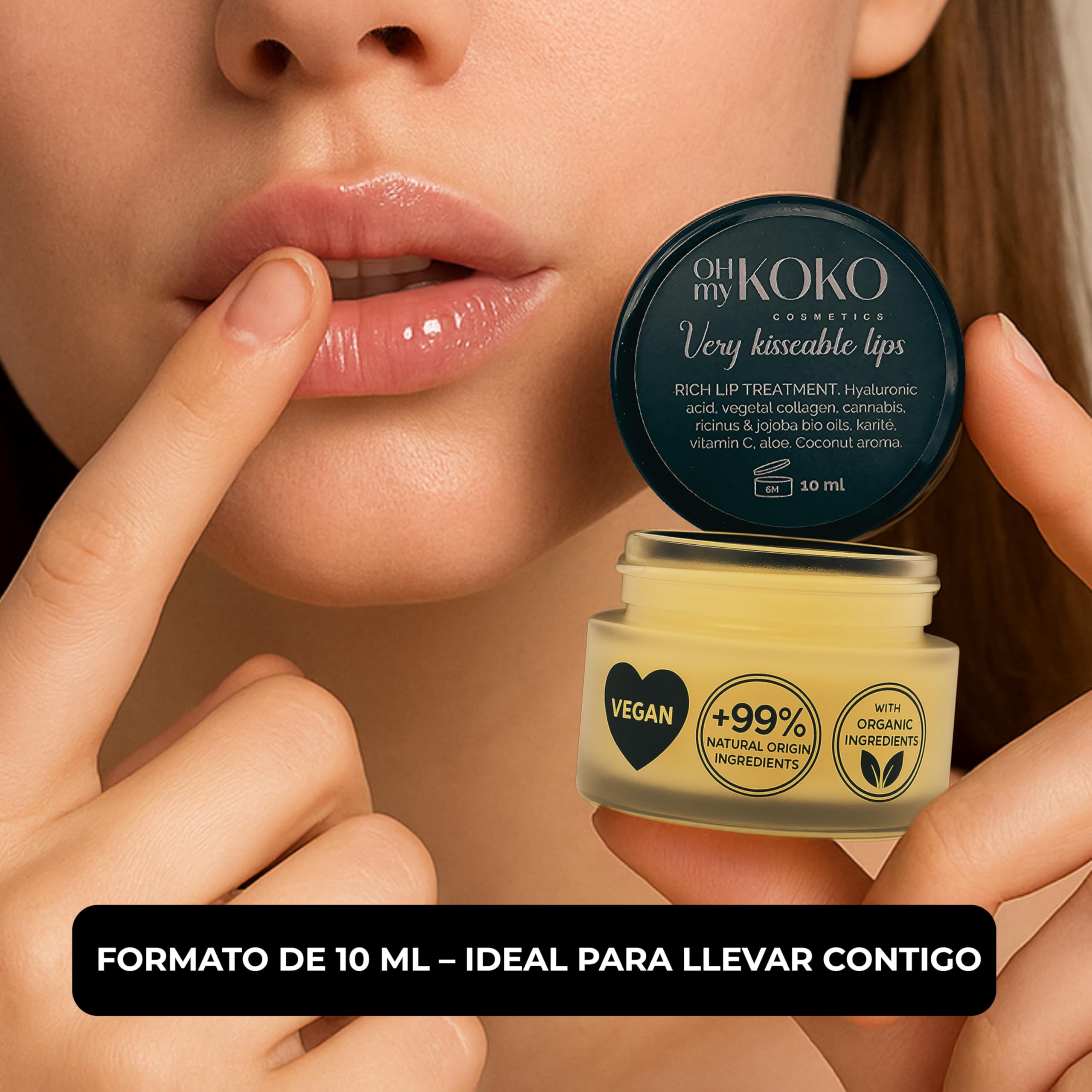 OhMyKoko | Set Lippenpflege und Augencontour | Lippenserum mit Hyaluronsäure + Anti-Aging Gesichtsserum | Hydratation, Volumen und Reduzierung von Augenringen | Verjüngende Wirkung | Naturkosmetik