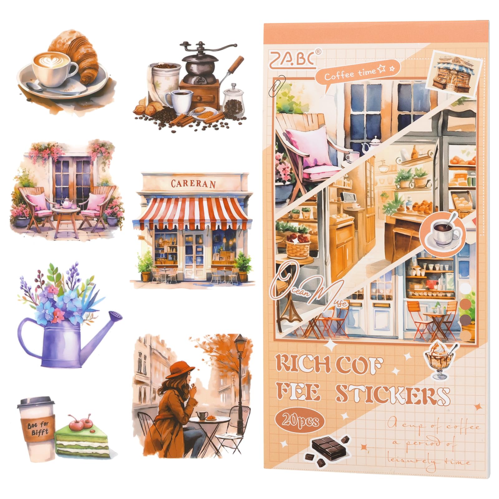 RISYPISY 206PCS Pre-cut Junk Journal Stickers & Scrapbook Stickers: Aesthetic Journal Supplies for Planner, Scrapbooking, Card, Notebook | 20 Sheets