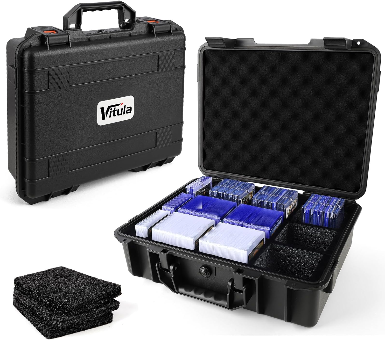 Verzamelkaartenbox voor 11000 kaarten, Top Loaders Box voor 2000 3 x 4 35PT toploaders, Trading Card Storage Box voor commander display, kaartendeck box met 72 kaartverdelers, kaartenbox voor TCG