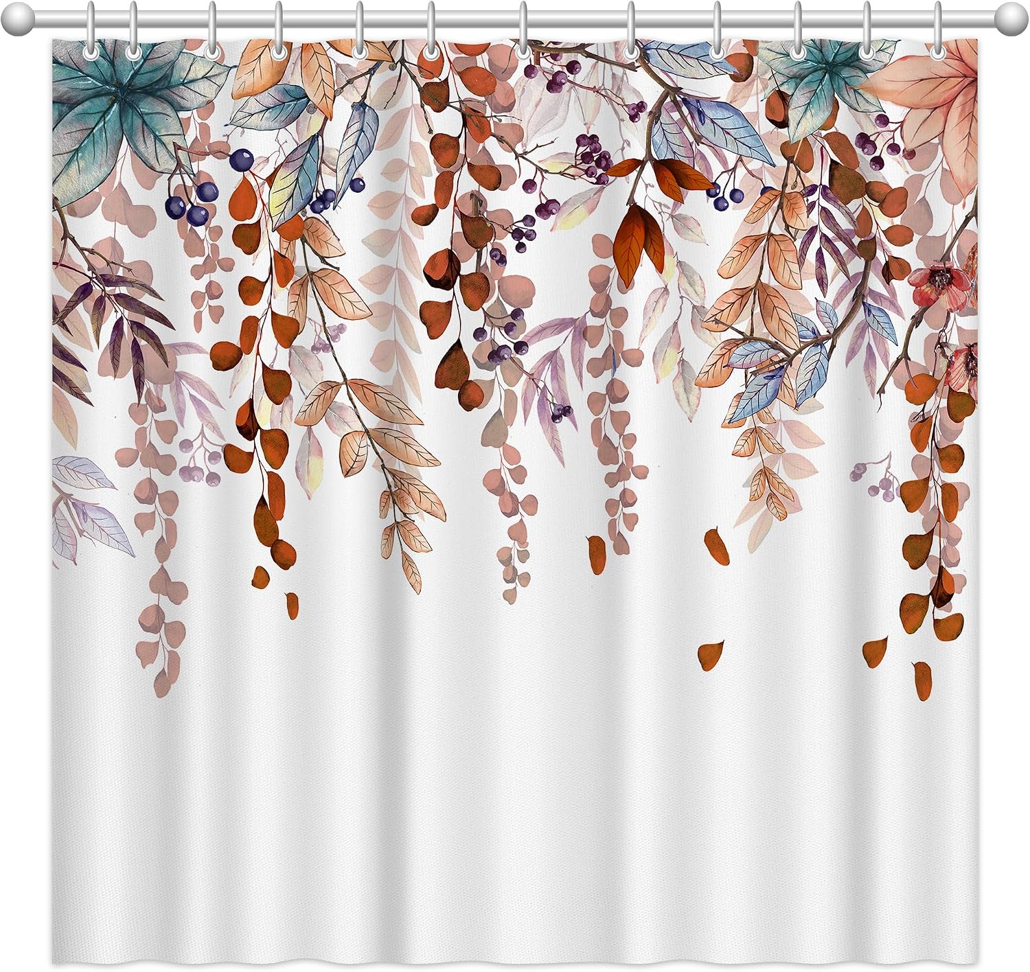 Fall Shower Curtain for Bathroom, Autumn Blue Truck Waterproof Bath Curtains, Pumpkins Maple Leaves Harvest Farmhouse Fabric Seasonal Shower Curtains with Hooks for Home Decor Gifts, 72"x72"