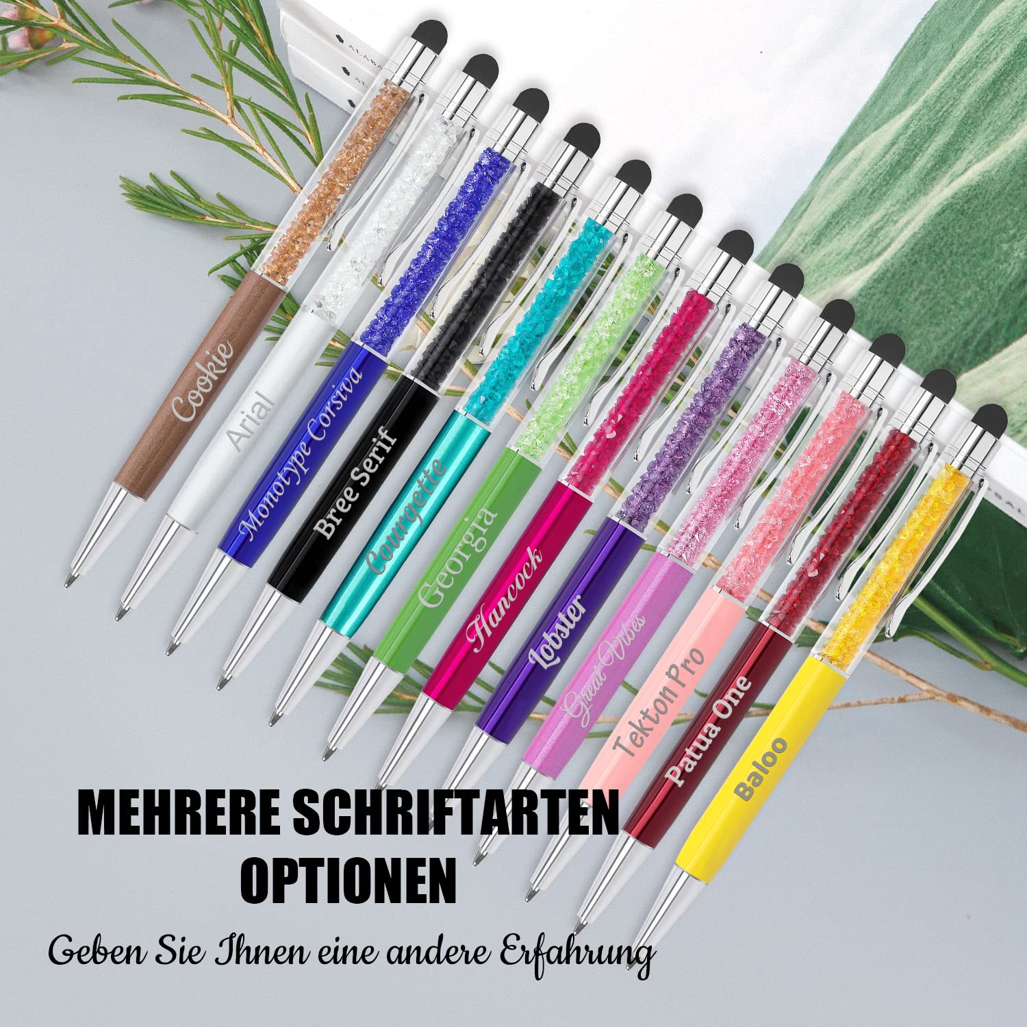 Bis zu 300 Stück optional, Personalisierter Kugelschreiber, gravierter Kugelschreiber mit Namen, Logo oder Nachricht für Jubiläum, Geburtstag, Abschlussfeier, Büro