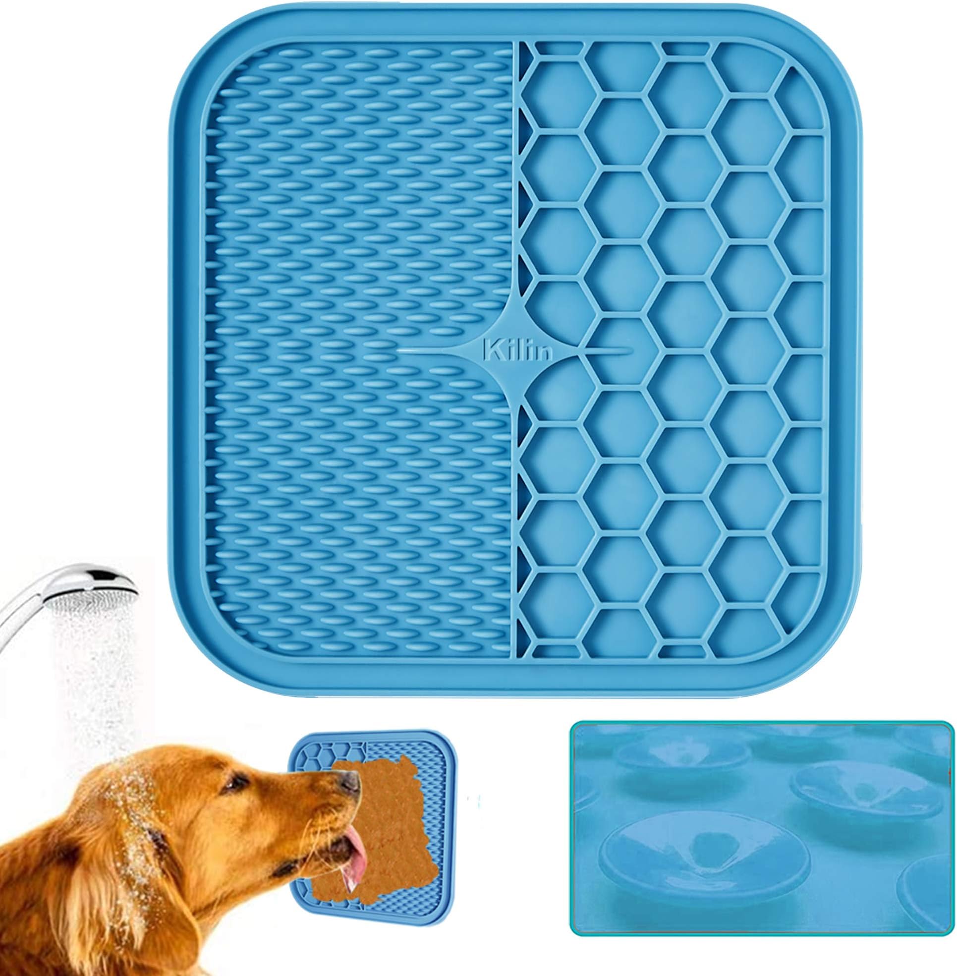 KILIN 8.2" Large Dog Lick Mat,Dog Lick Pad with Suction Cups,Boredom & Anxiety Reducer,Alternative to Slow Feeder Dog Bowls,Calming Mat for Bathing,Grooming,and Nail Trimming