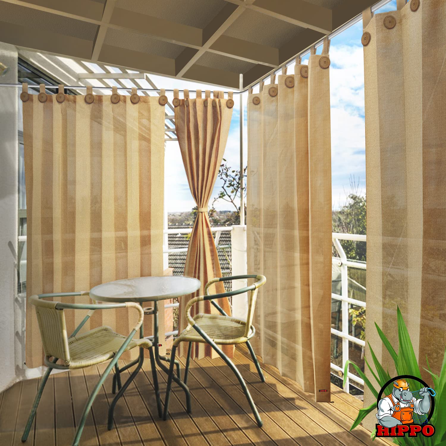 Outdoor Sun Blocking Curtains - Beige, 3FTX7.5FT -7 Outdoor Sun Blocking Curtains - Beige, 3FTX7.5FT -7