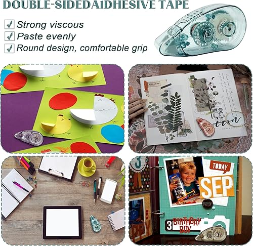 Miniatura 7 de Total 4 rodillos de cinta adhesiva de doble cara, sin ácidos y seguro para archivar, dispensador permanente de cinta adhesiva de doble cara para