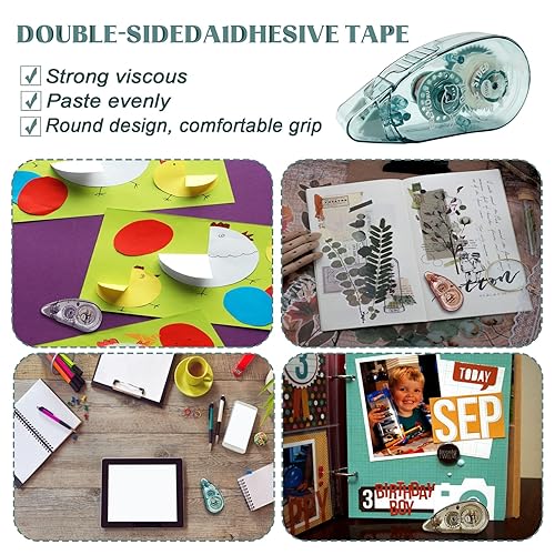 Miniatura 7 de Total 4 rodillos de cinta adhesiva de doble cara, sin ácidos y seguro para archivar, dispensador permanente de cinta adhesiva de doble cara para