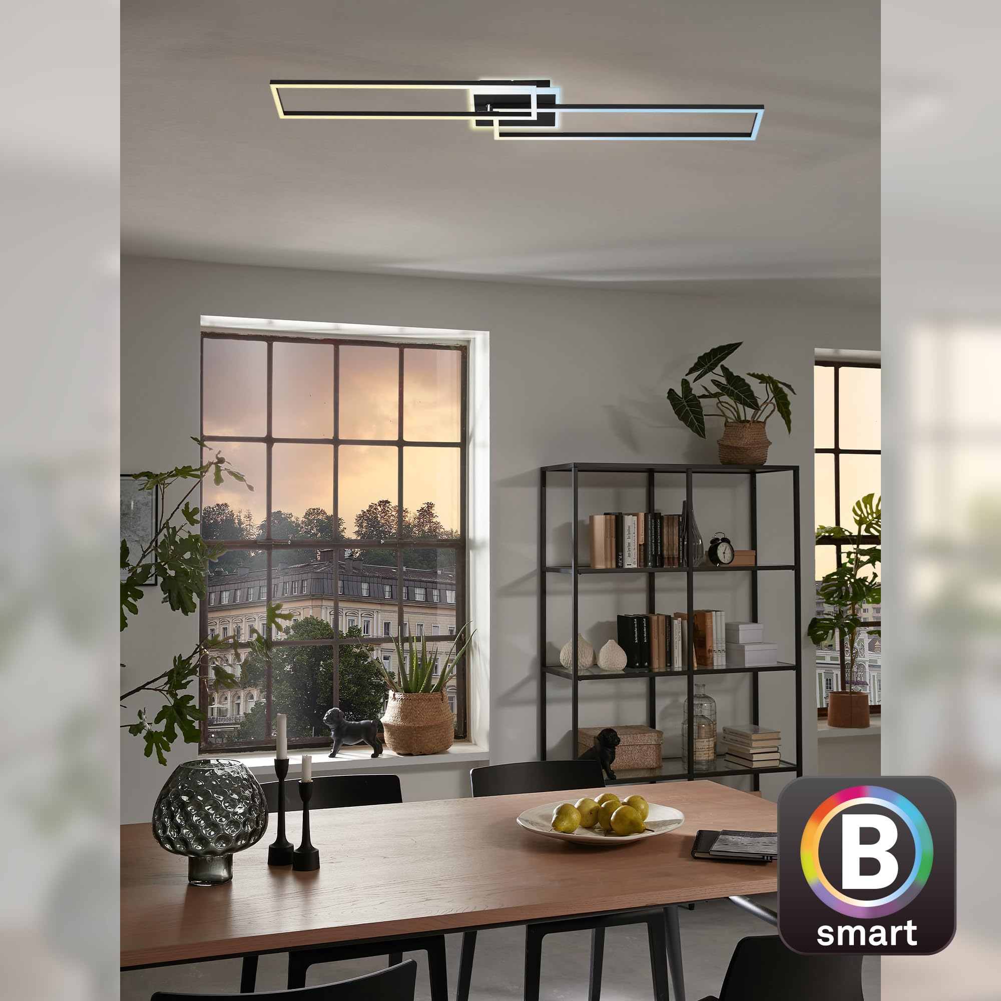 BRILONER - LED Deckenlampe Smart Home, funktioniert mit Alexa, Fernbedienung, LED Lampe, Deckenleuchte, Wohnzimmerlampe, Schlafzimmerlampe, Deckenbeleuchtung, 110x24,8x7,8 cm, Schwarz