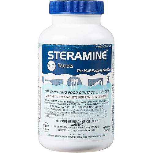 Steramine Quaternary Sanitizing Tablets, Case of 6