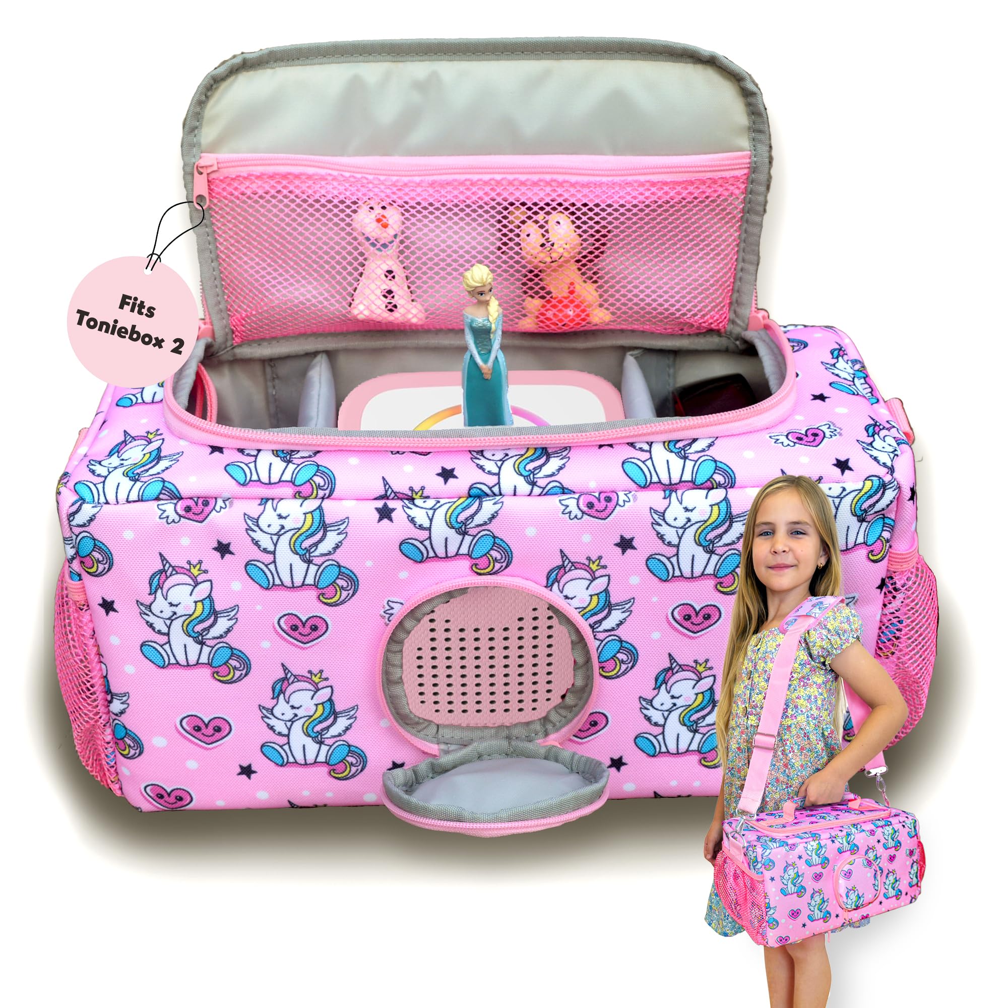 AMAZYA Toniebox 2 Carrying Case – Waterproof Protective Travel Case Fits Tonies Box 2 Starter Set, Holds 30+ Tonies Figures, Charger & Headphones,