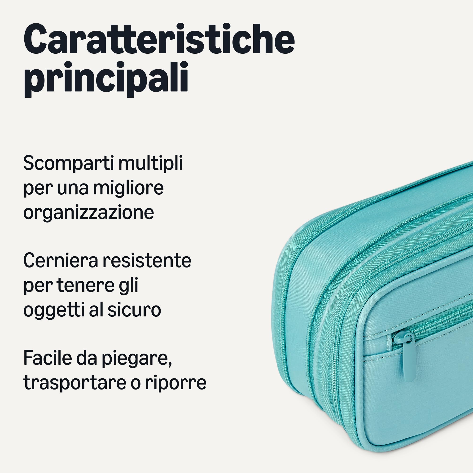 AIMEDIA Astuccio Grande Capacità con 3 Scomparti in Tela