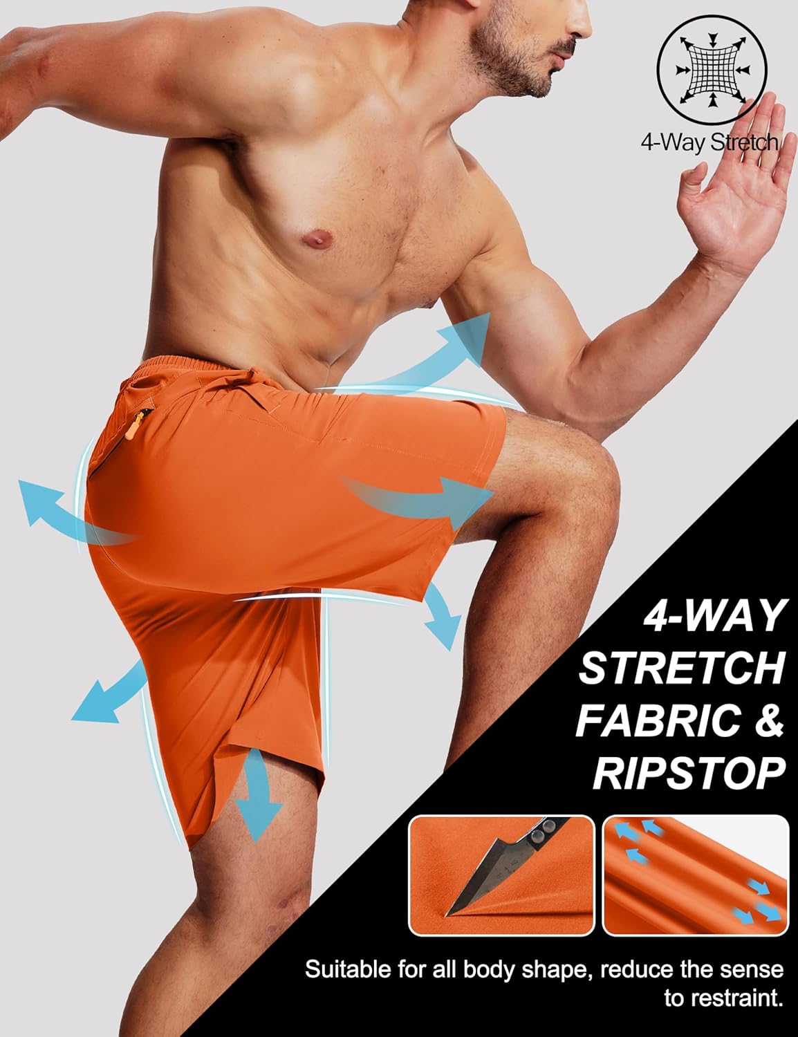 MAGCOMSEN Men's Hiking Shorts 9" Quick Dry Lightweight Running Shorts with Zipper Pockets for Workout Athletic Sport - Image 5