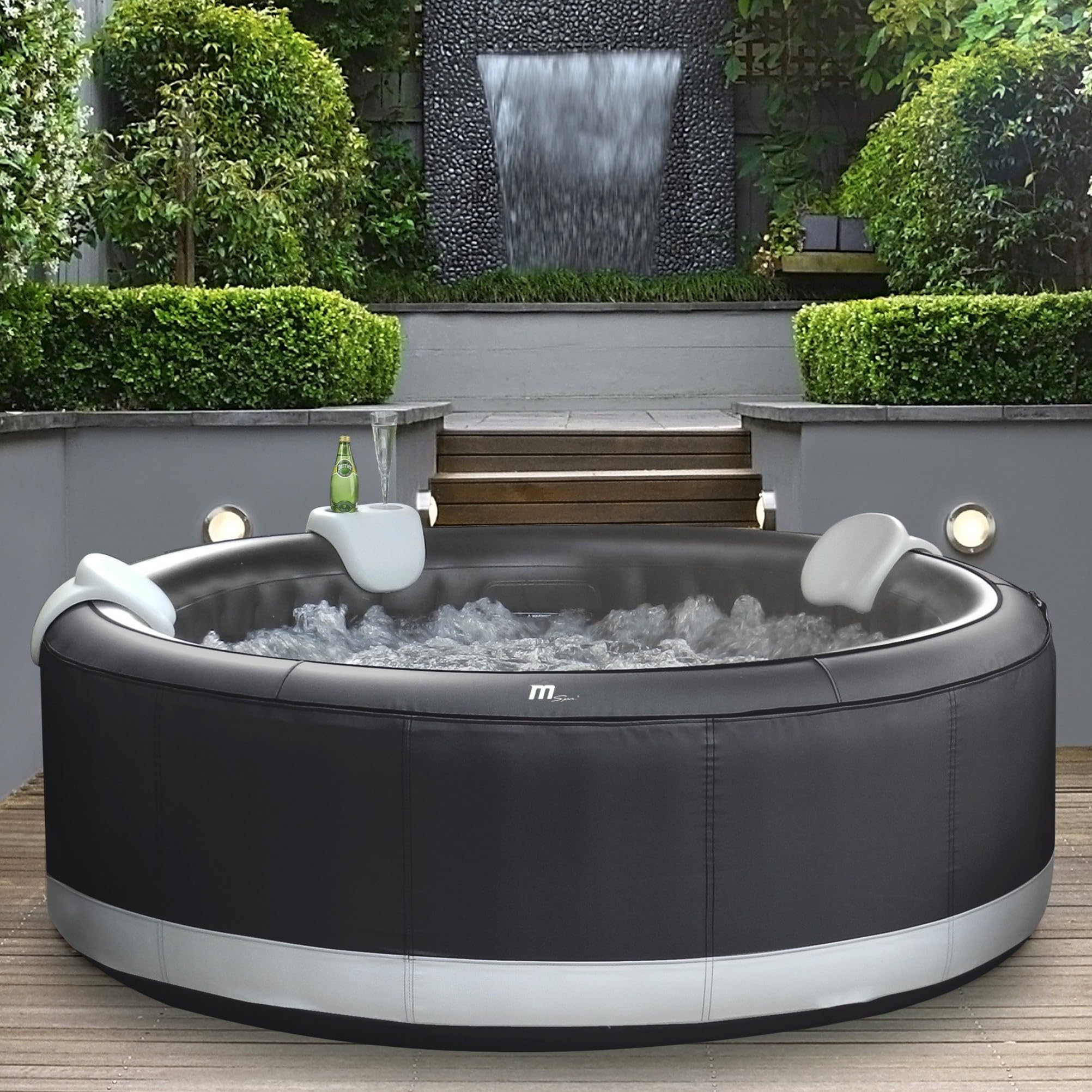 MSPA Whirlpool Camaro, 204x204x70 cm – Aufblasbarer Whirlpool für 6 Personen mit 138 Massagedüsen, PTC-Heizung, UV-Desinfektion & Rhino-Tech 6-Schicht-Material | Selbstaufblasend, Digitale Steuerung