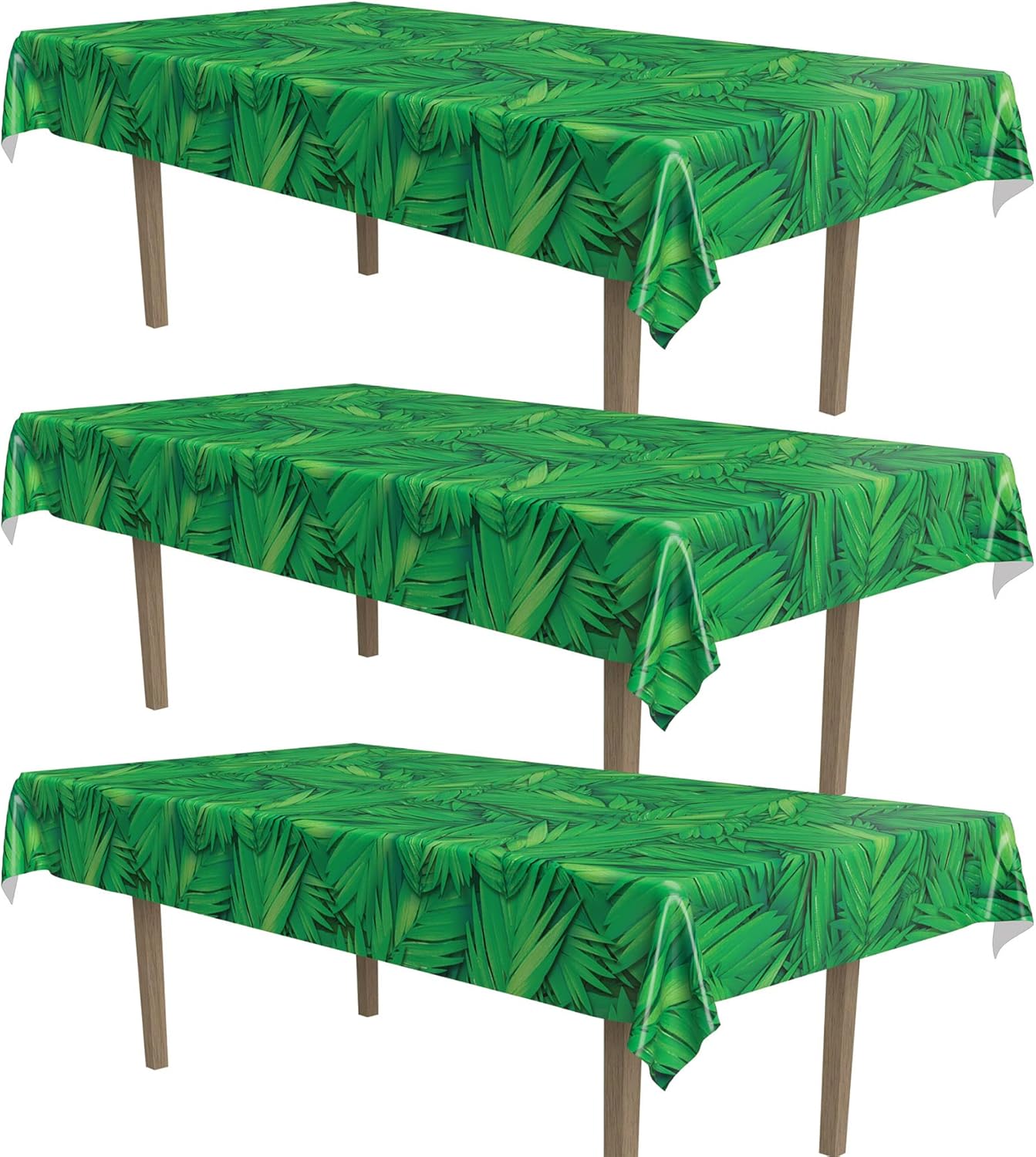 Beistle Palm Leaf Tablecovers, 54” x 108”, 3 Pieces