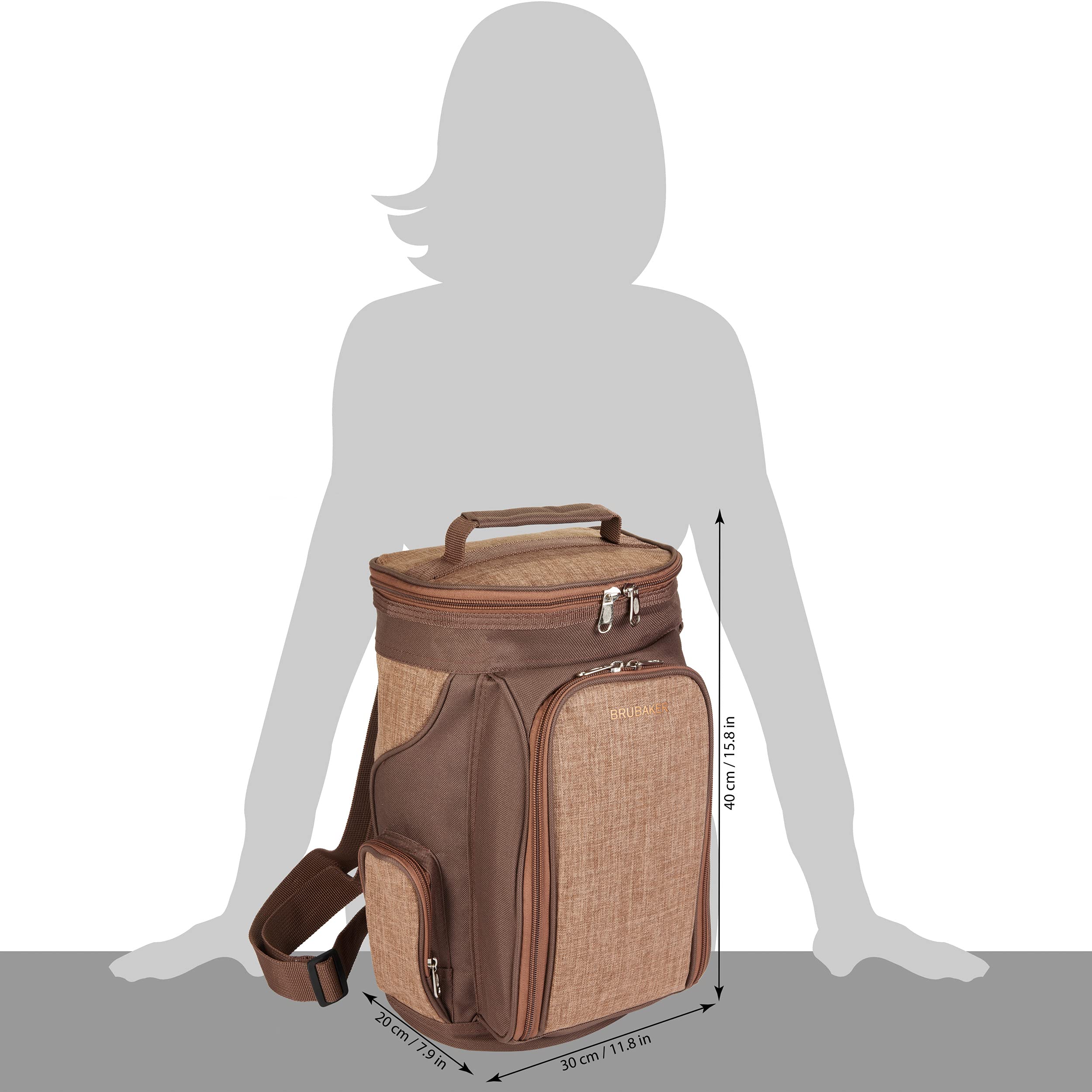 BRUBAKER Kühltasche für 2 Flaschen Wein und Champagner bis 1,5 l, gepolsterte Weinkühltasche - Picknicktasche isoliert, Thermotasche - tragbar mit Henkel