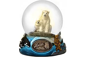 Alaska White Polar Bear Snow Globe: A Majestic Arctic Display