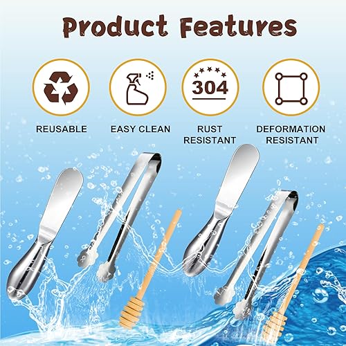 Miniatura 3 de AICNEI 12 Pcs Spreader Knife Set, Multipurpos Cheese and Butter Spreader Knives,Mini Serving Tongs, One-piece Stainless Steel, Gifts for