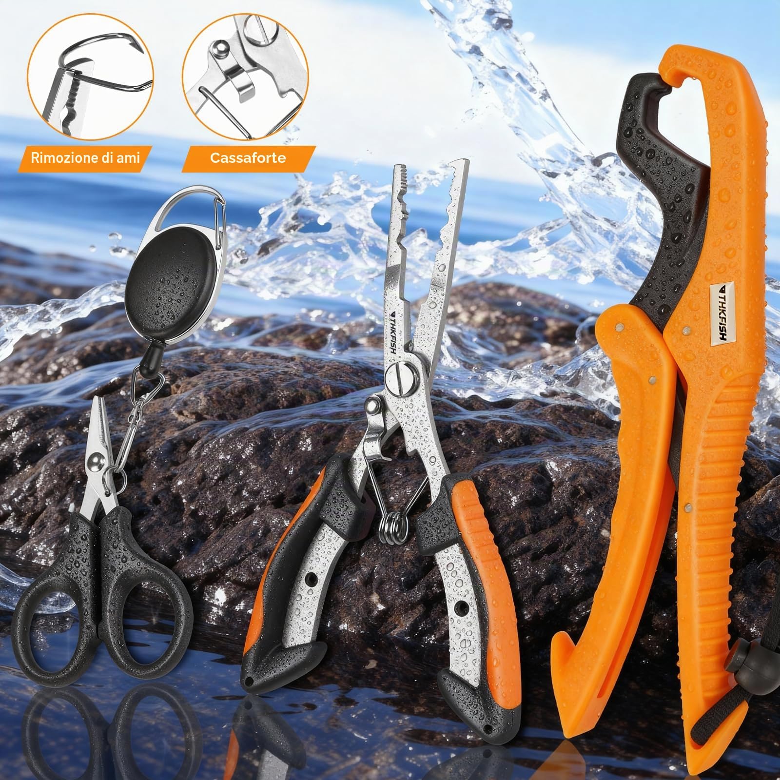 THKFISH Set di esche da pesca con scatola per esca, tessuto Oxford 600D, impermeabile, con scomparto regolabile, per attrezzi da pesca, campeggio, escursionismo, viaggi, mimetico