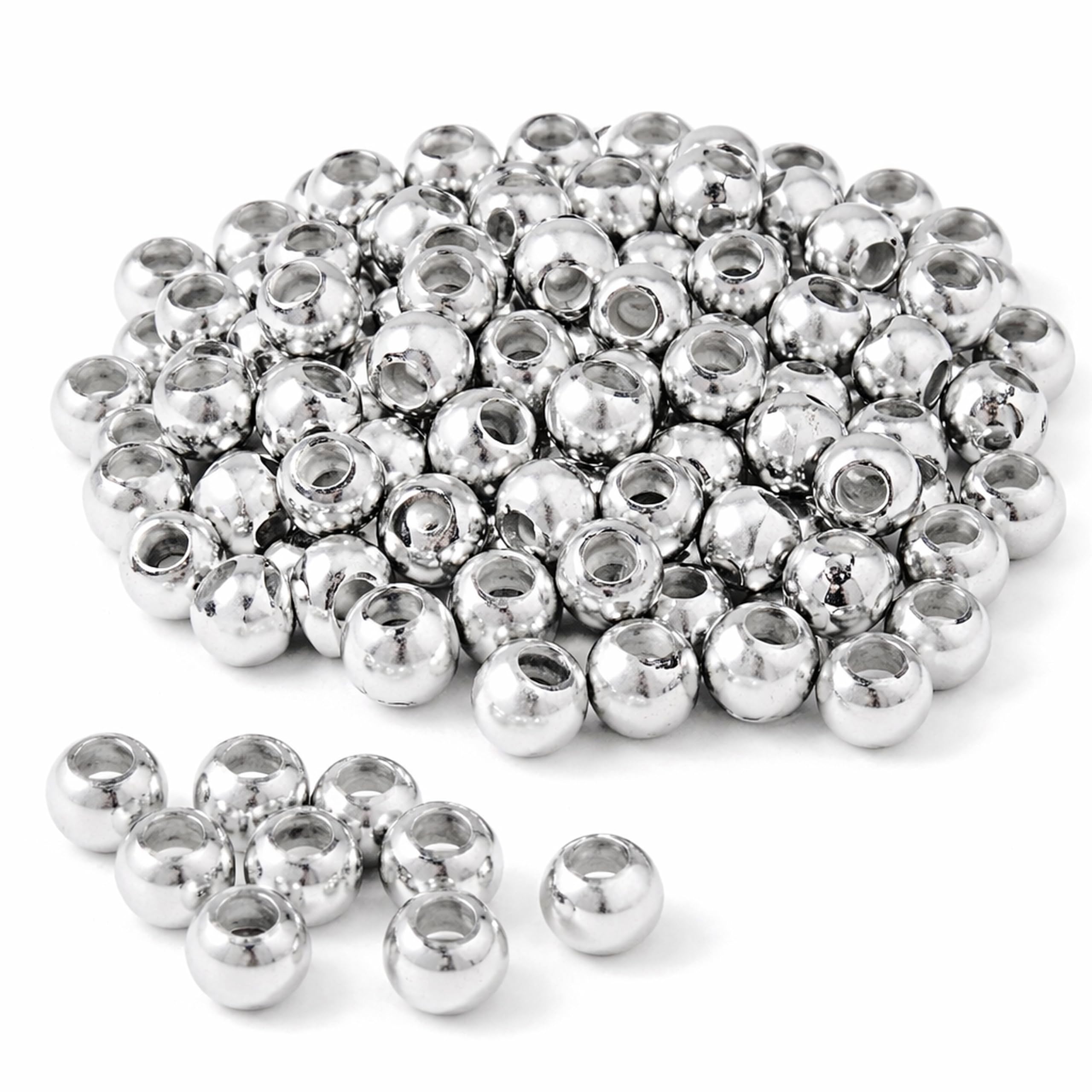 Perlin CCB Acryl Perlen Silber 7 x 5 mm Großloch 4 mm Spacer Perlen Metalloptik Leichtgewicht 300 Stück Zwischenperlen für Armband Kette Schmuck DIY Basteln