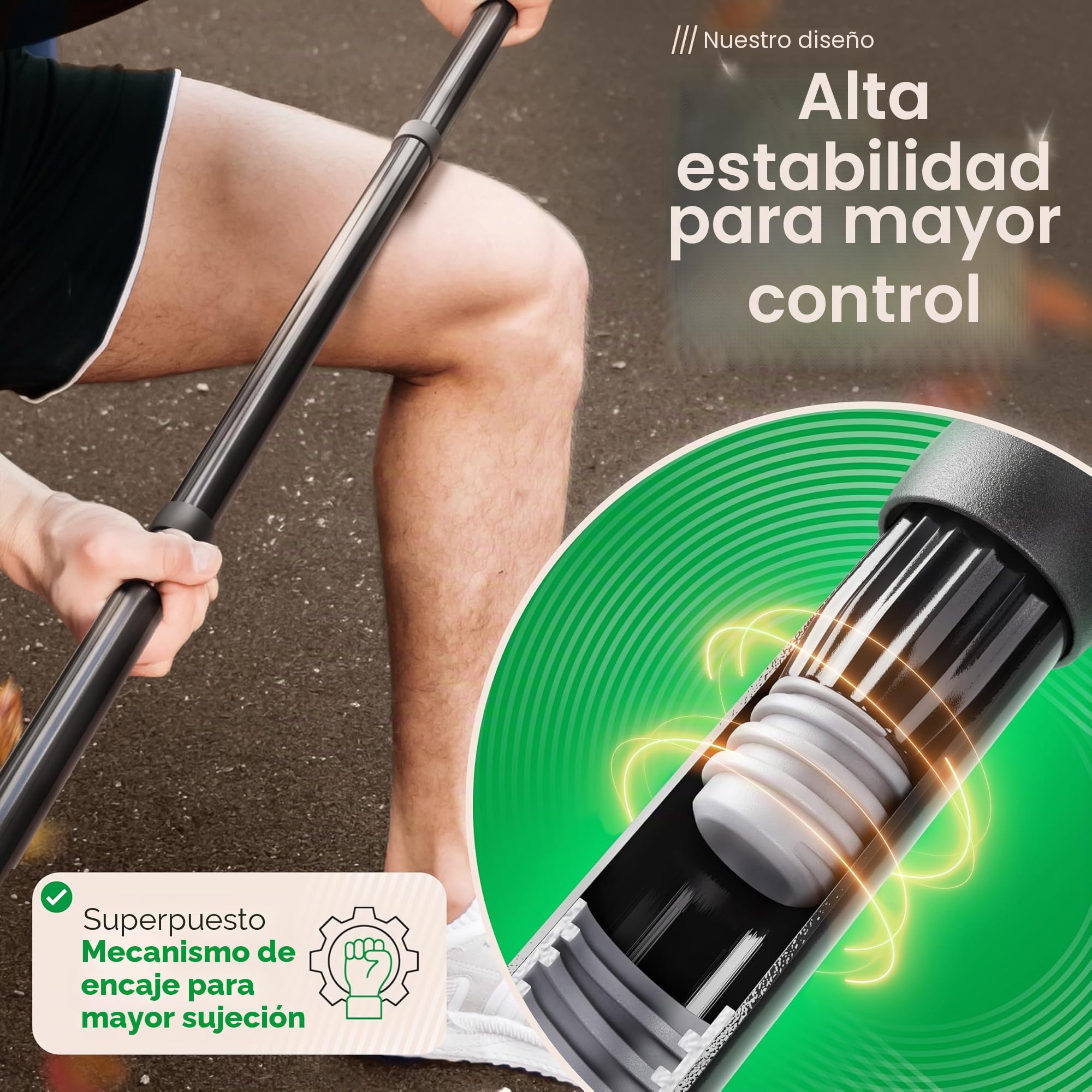 Novaliv Premium con Mango de 40 cm, Escoba de Cerdas Curvas, Cabezal de Plástico para Jardín, Césped Artificial y Camping - Rascadora Especial