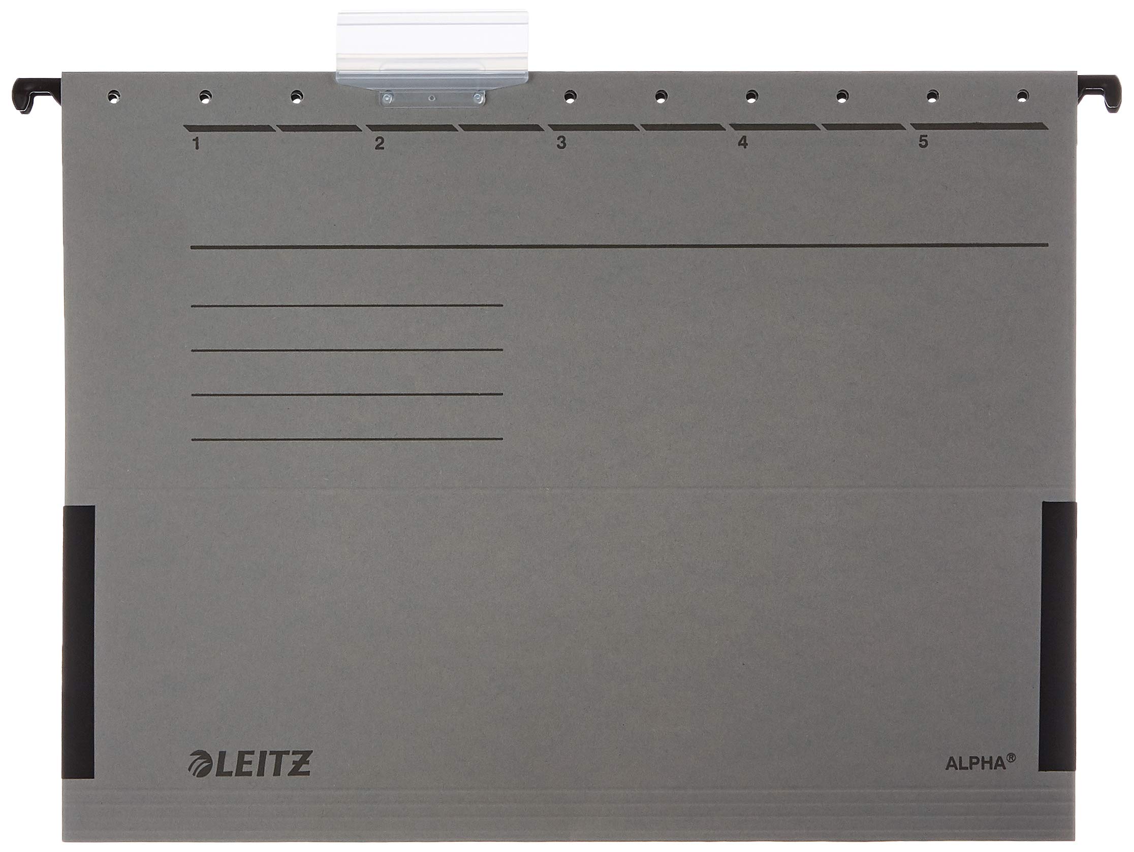 Leitz Alpha 19863085 Suspension Files Coloured Chipboard Side Hooks Grey Pack of 5