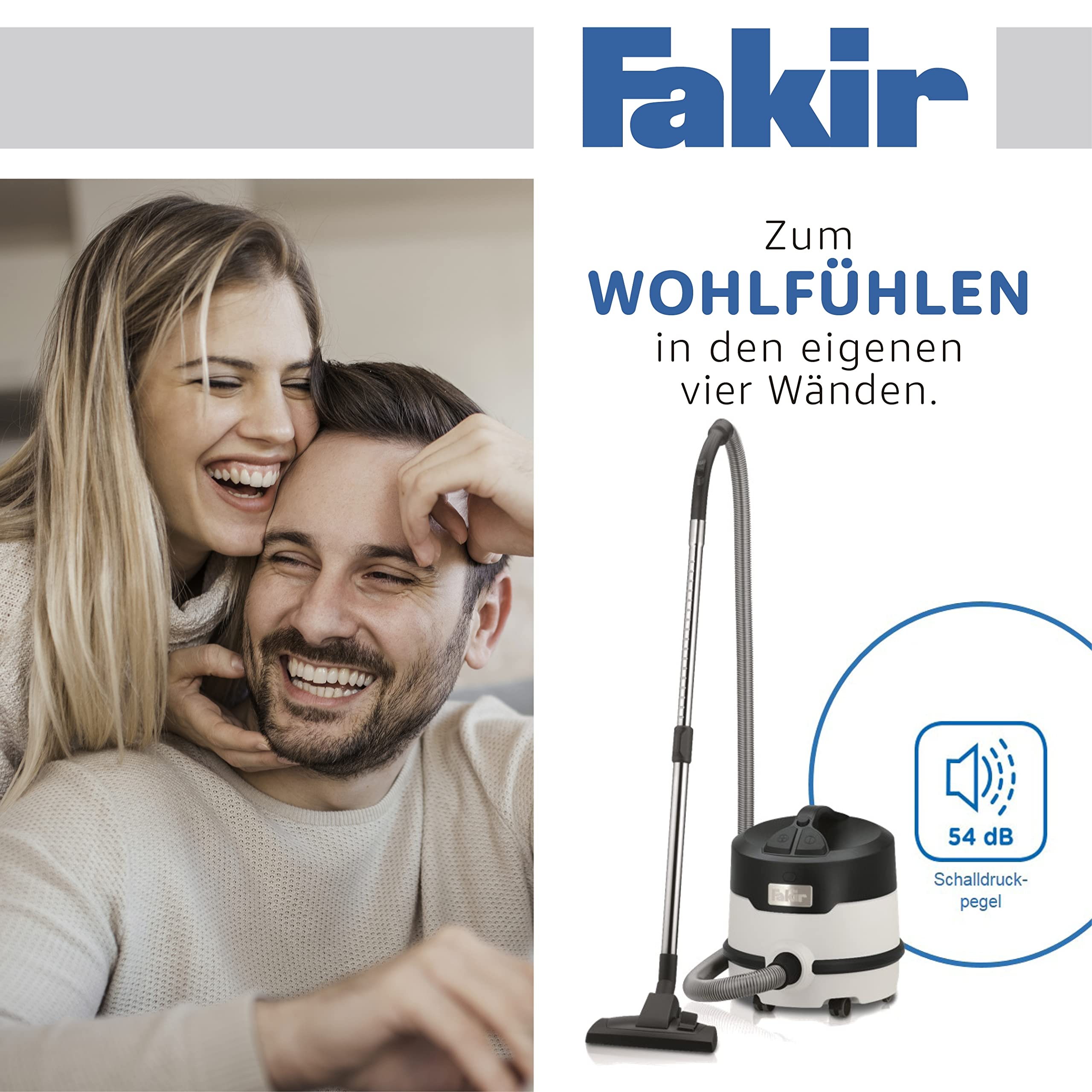 Fakir Premium S 20 E – odkurzacz do suszenia w kotle z 4-krotnym systemem filtracji, bardzo cichy odkurzacz z filtrem HEPA H13, 800 W, szaro-czarny, przemysłowy, biały