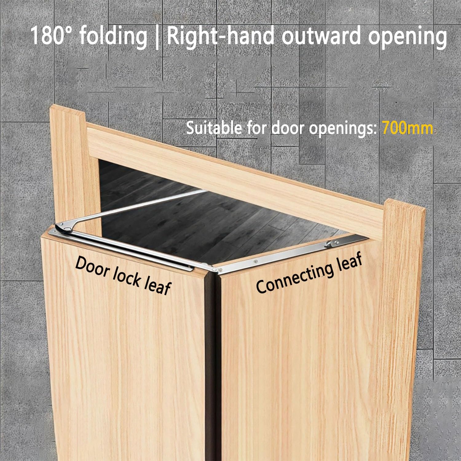 Quincaillerie de porte pliante, accessoires de connecteur à 180 degrés pour armoires, capacité de charge de 40 kg, convient pour une épaisseur de porte de 25 à 45 mm, utilisation domestique dans les