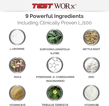 superior labs - Test Worx Natural Testosterone Booster Supplement - Clinically Proven LJ100 and 8 Other Powerful Ingredients for Drive, Stamina, Endurance & Strength