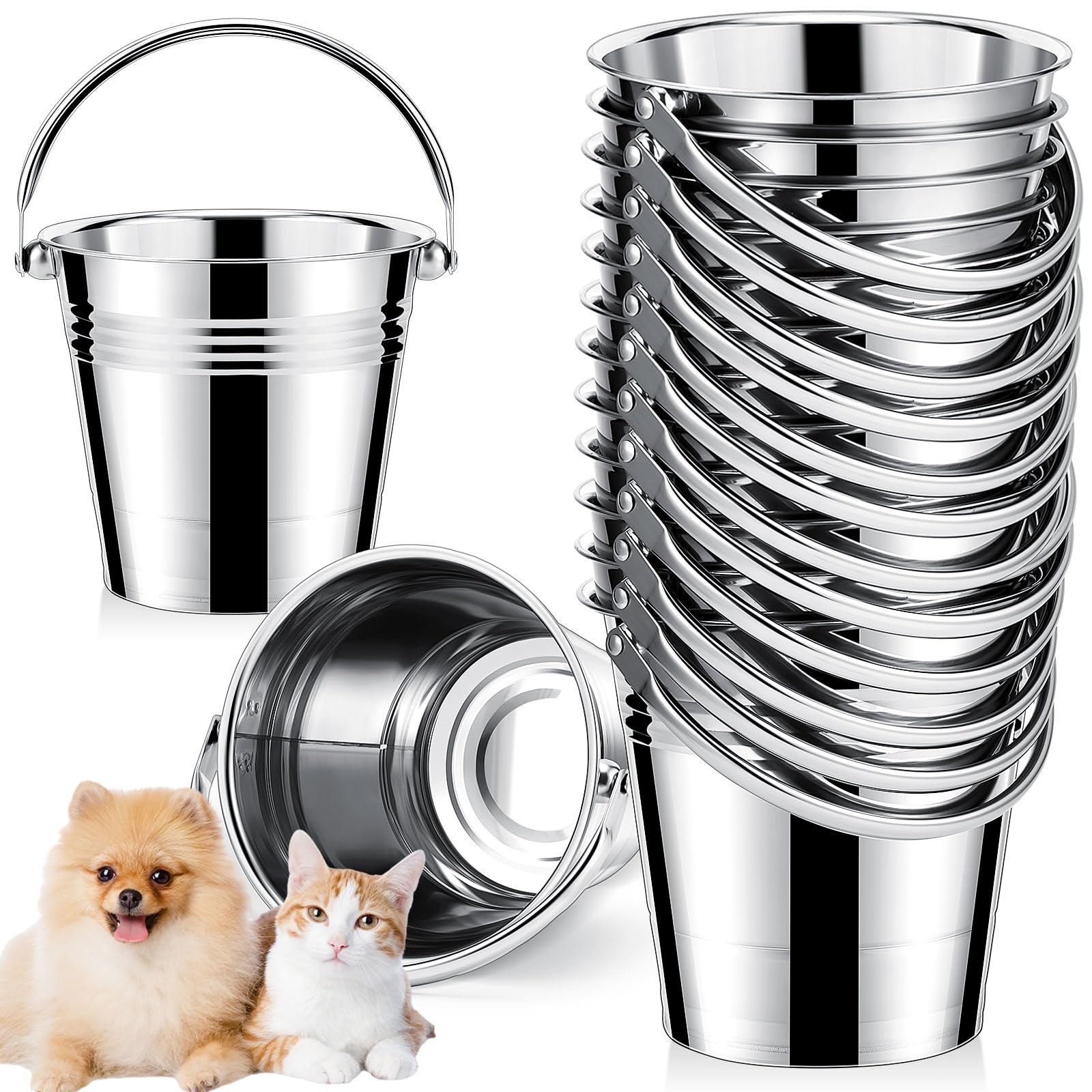 Hicarer 12 Pcs 1.5 Quart Stainless Steel Dog Water Bucket - stable supplies | Mubboo