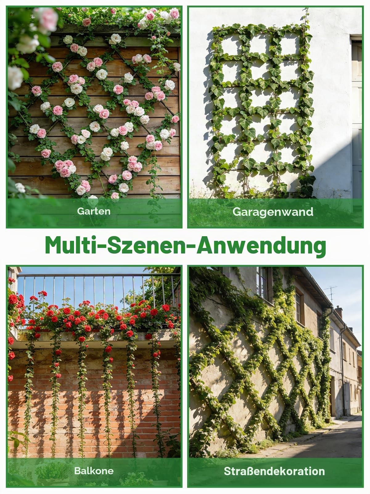 150 Fuß Rankhilfe Edelstahl für Kletterpflanzen, Kalolary T316 Gespanntes Gartenspalier Edelstahl Wandmontierte Rankgitter mit Spannschloss Zäune Pflanzen geeignet Außenbereich Gartenzäune Weinreben