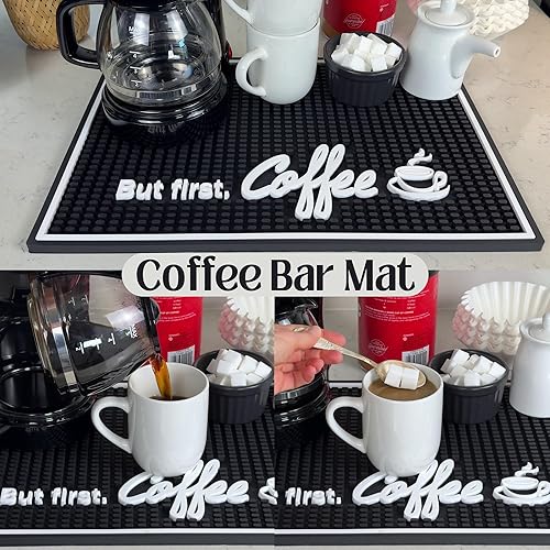 Miniatura 5 de But First - Tapete de café para encimera, tapete de goma para bar y barra de café, 18 x 12 pulgadas, accesorios de cocina para encimera, tapetes de