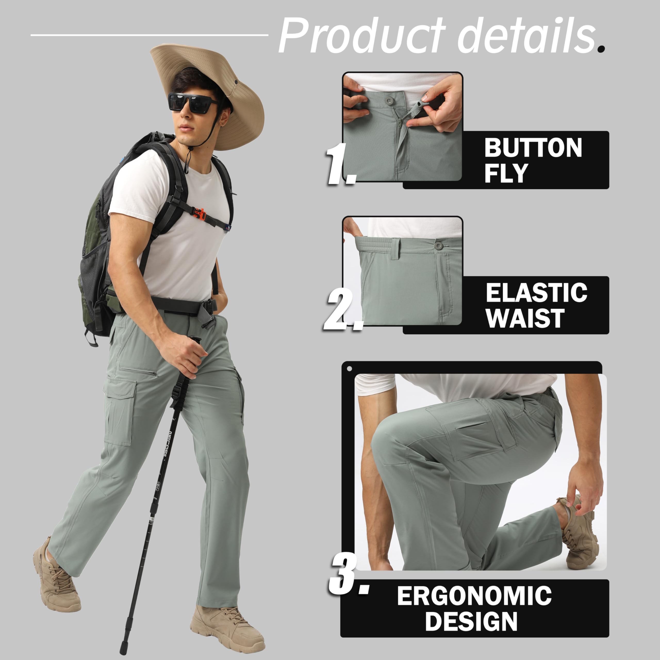 Snapklik.com : Hiking Pants Men Lightweight Travel Pants For Men ...