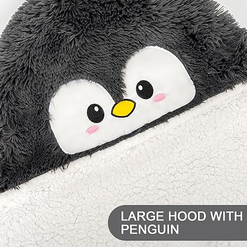 Miniatura 9 de Manta con capucha de unicornio para niñas, súper suave, cálida y acogedora, forro polar de franela de felpa y esponjosa de piel sintética lanuda con