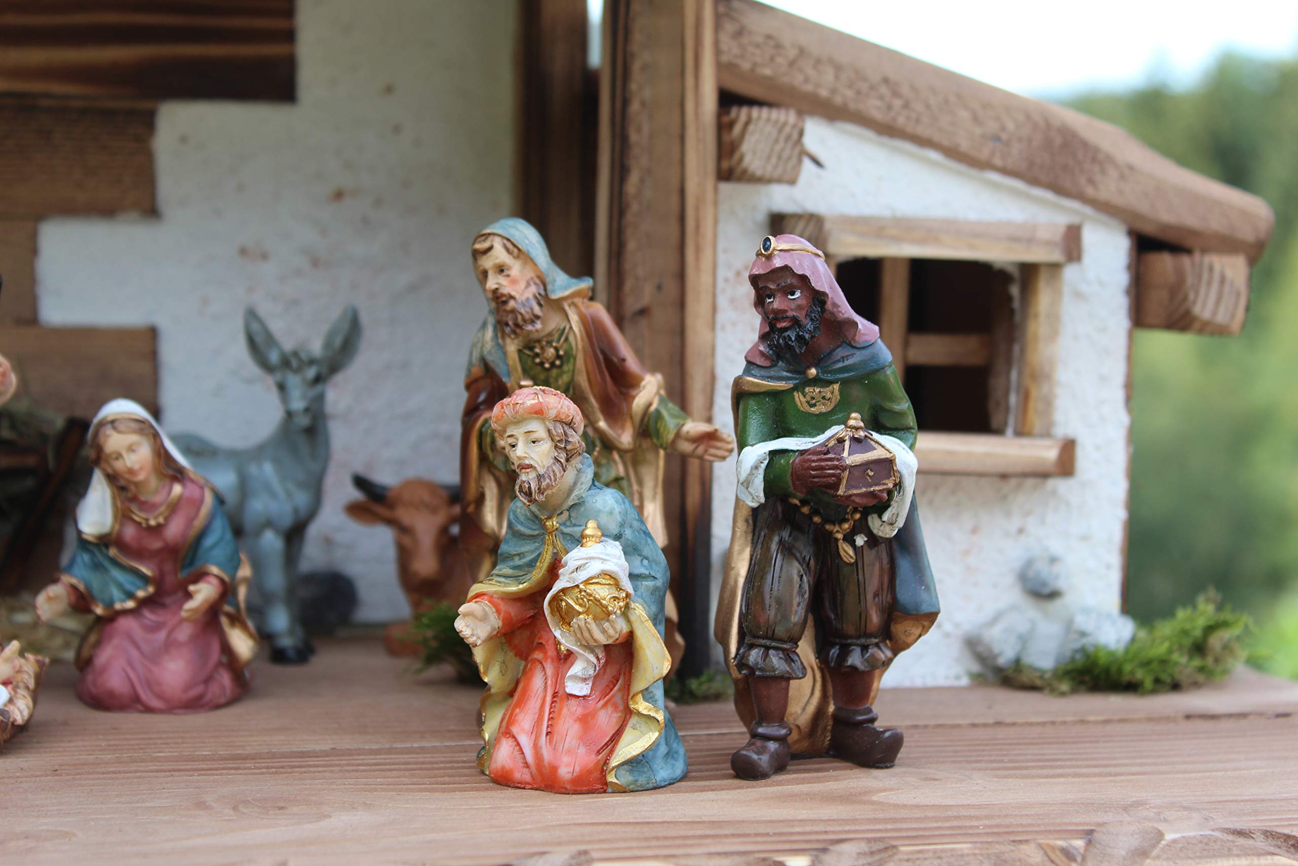 Weihnachtskrippe- Krippe Krippenstall Weihnachten-Weihnachtskrippe (Krippe W20 mit Figuren)