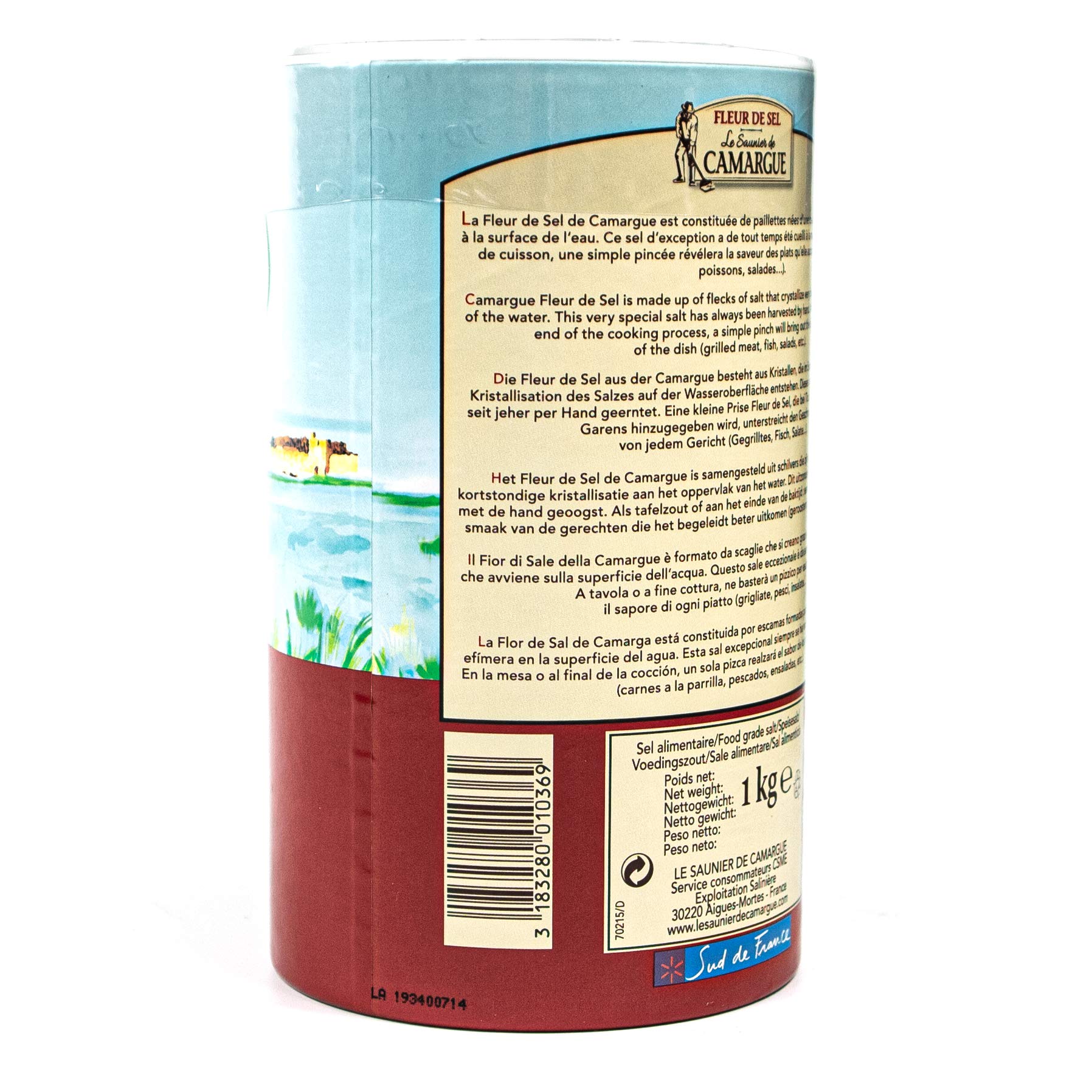 Le Saunier de Camargue - 5er Set Fleur de Sel Salz in á 1 kg Dose (Kristallsalz) - Aus leicht feuchten Kristallen mit besonderer Körnung und Aroma - Premium Meersalz aus (Süd-Frankreich/Mittelmeer)