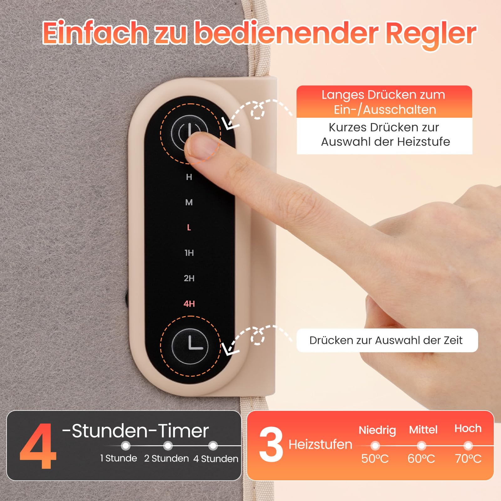 COSTWAY Elektryczny ogrzewacz nóg pod biurkiem, składany ogrzewacz stóp z 3 stopniami ogrzewania, timer 4 h i zabezpieczenie przed przegrzaniem, 145 W, panel grzewczy do domu i biura (beżowy)