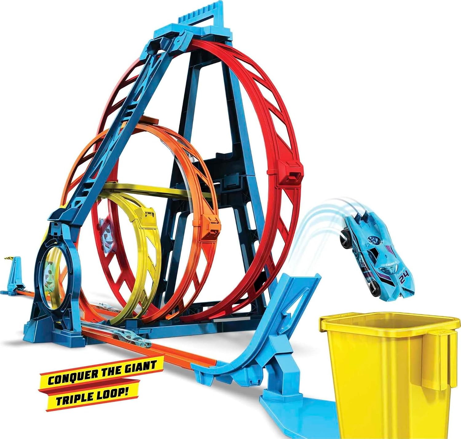Hot Wheels Track Builder Playset Triple Loop Kit, Multiple Configurations, Connects to Other Sets, 1:64 Scale Toy Car