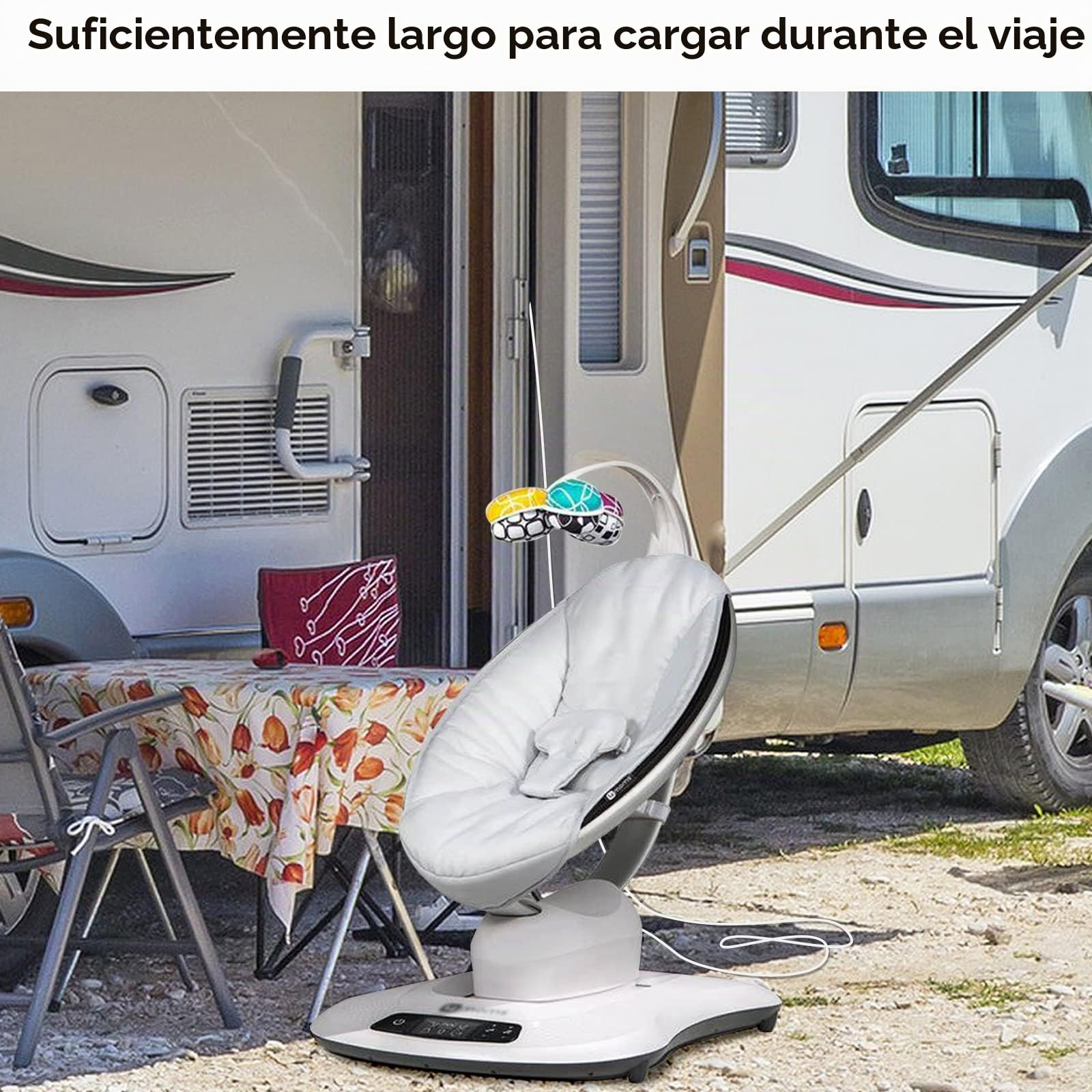 Cable de alimentación de 3 m para 4moms mamaRoo 4, cargador de 12 V 3 A para RockaRoo Baby Swing | Adaptador de CA, color blanco