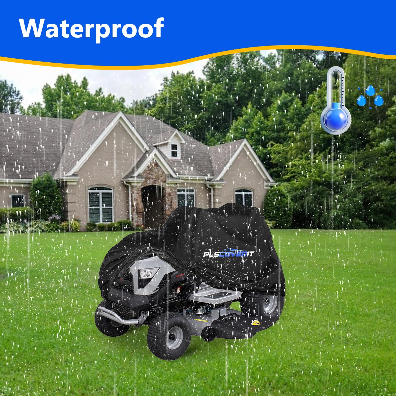 Housse De Protection Tondeuse à Gazon – Imperméable, Anti-poussière – Taille Universelle Avec Cordon