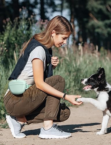 Miniatura 3 de heouvo Bolsa de golosinas para perros con clicker de entrenamiento, cierre magnético más fuerte mejorado para evitar derrames, bolsa de silicona de