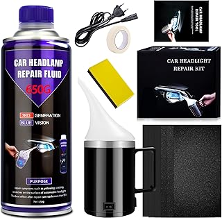 Kit Renovateur Phare Voiture - 650G Rénovation Phares Voiture, Nettoyant Phare Voiture Kit Polissage, Kit de Restauration de Phares pour Auto et Moto de Réparer Phares Jaunis, Flous et Rayés