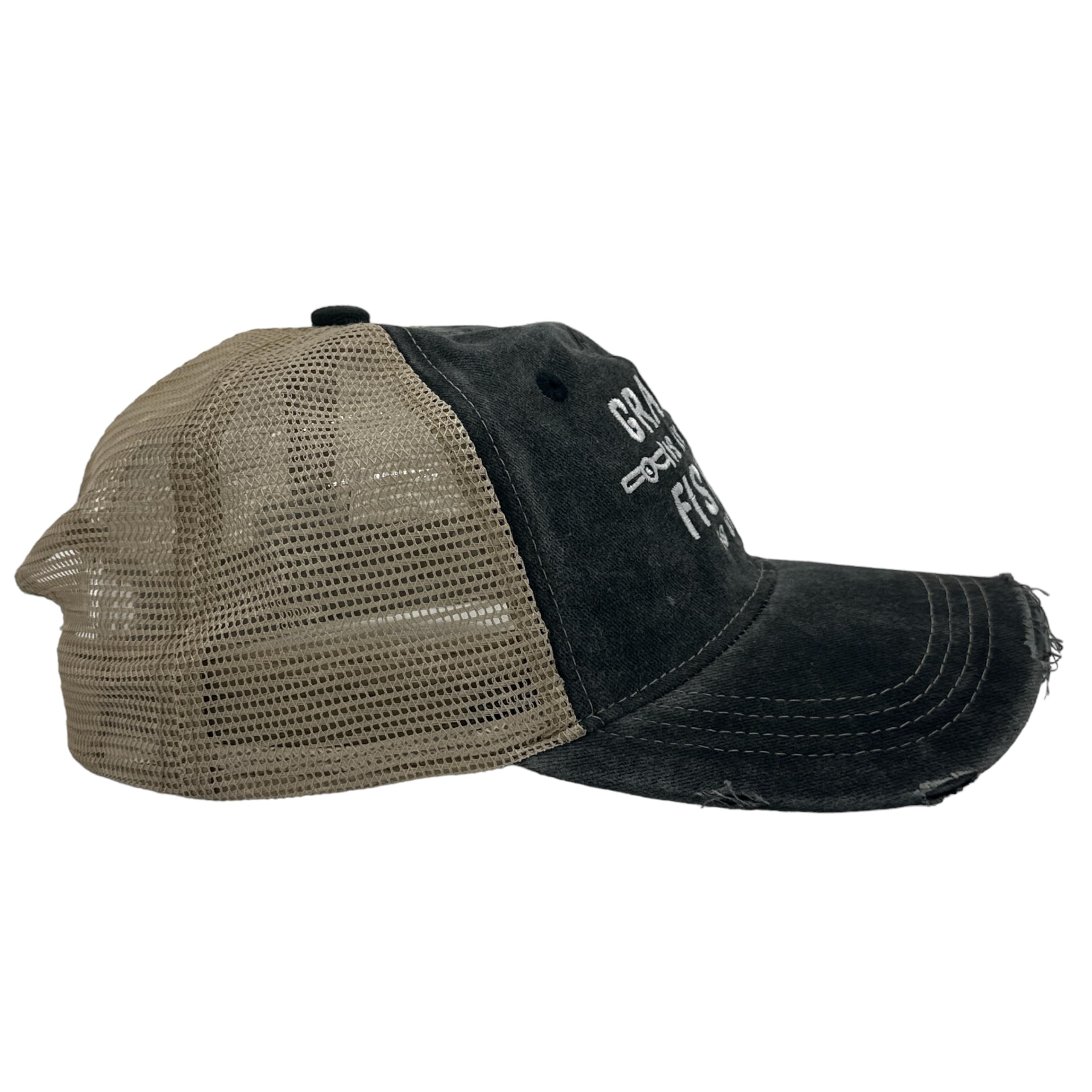 Grandpa is My Name Fishing is My Game Funny Fathers Day Trucker Cap Funny Hats Dad Joke Cool Fishing Novelty Caps for Men Trucker Standard