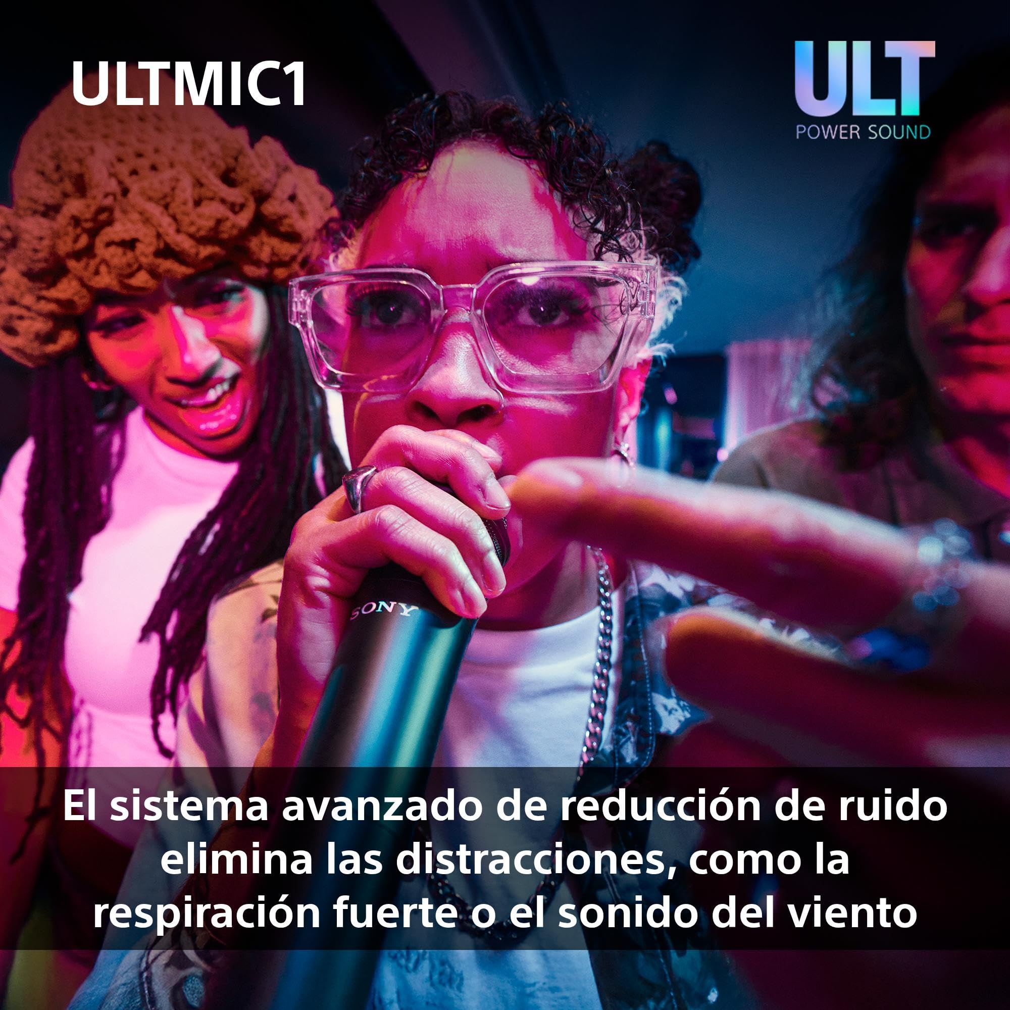 Sony ULTMIC1, Set de micrófono inalámbrico con 2 micrófonos y Receptor, Reducción de Ruido Avanzada, Duet Assist, batería de 20 H, a Prueba de Golpes, Serie ULT Power Sound, Negro